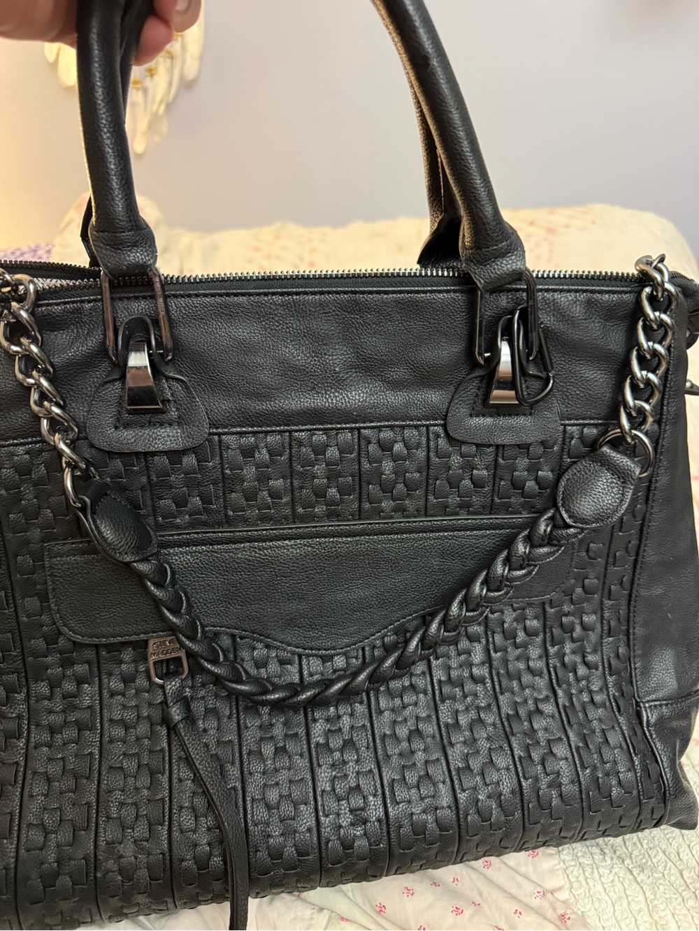 Steve Madden Black Convertible Satchel/Tote - Picture 7 of 10